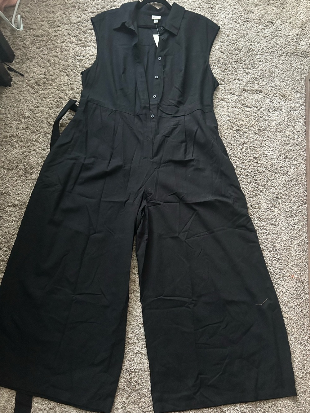 a new day Black Sleeveless Button-Front Wide-Leg Jumpsuit